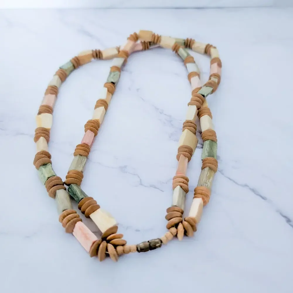 Vintage Necklace Unusual Carved? Beads